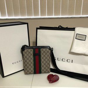 Authentic Iconic Gucci Crossbody Web Canvas Stripe Red Green Black